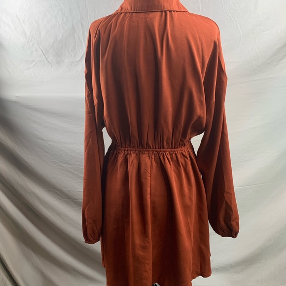 Lantern Sleeve Shirt Dress Without Belt - Picture 6 of 6